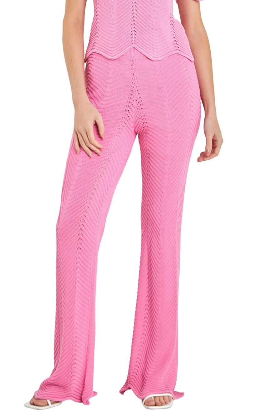 English Factory Pointelle Pink Wavy Knit Pants Size Medium